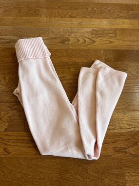 Edikted Light Pink Fold-Over Waist Flare Leggings